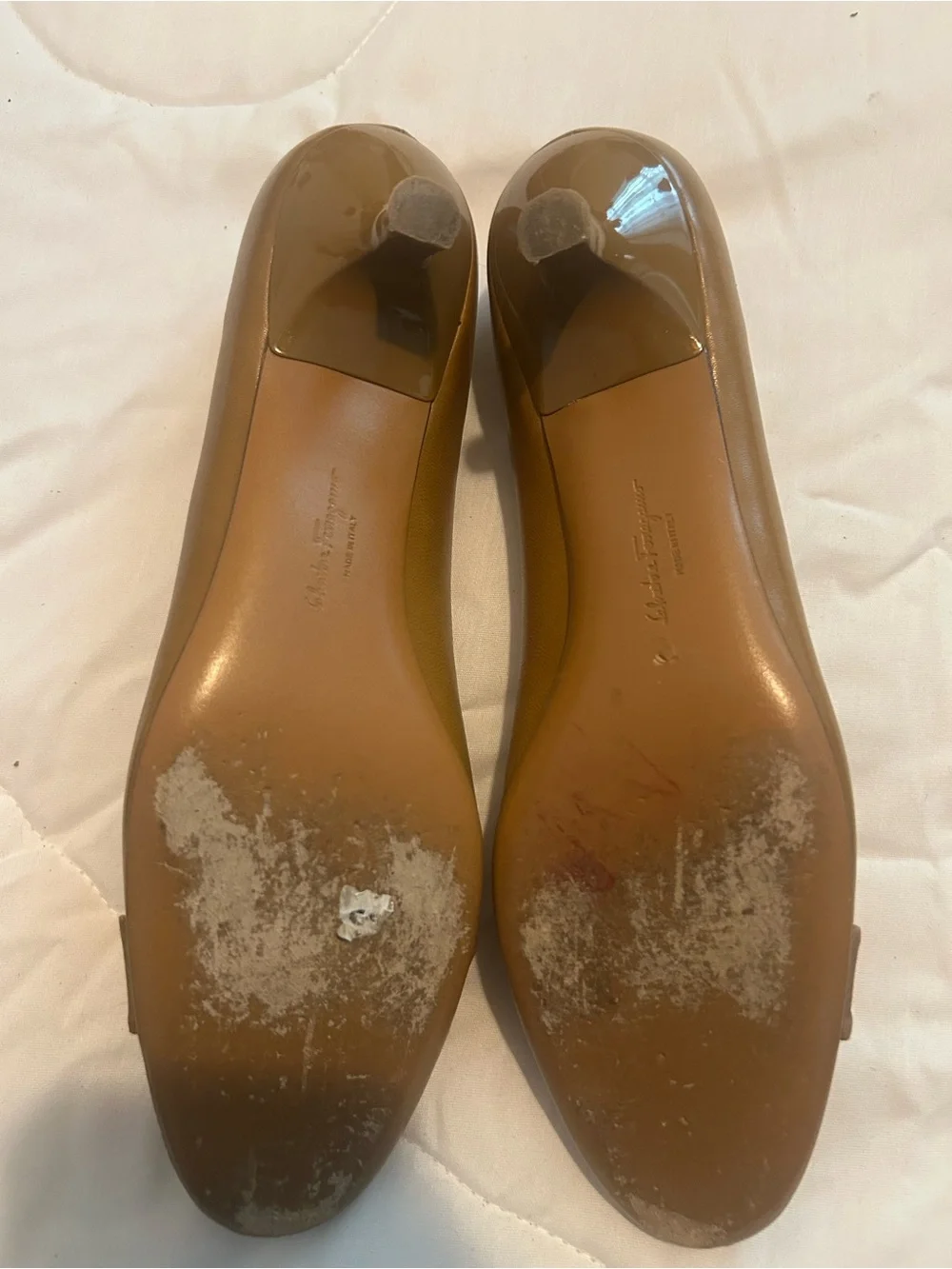 Salvatore Ferragamo Brown Leather Bow Pumps